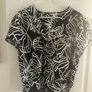 Nine West Black and White Floral Blouse